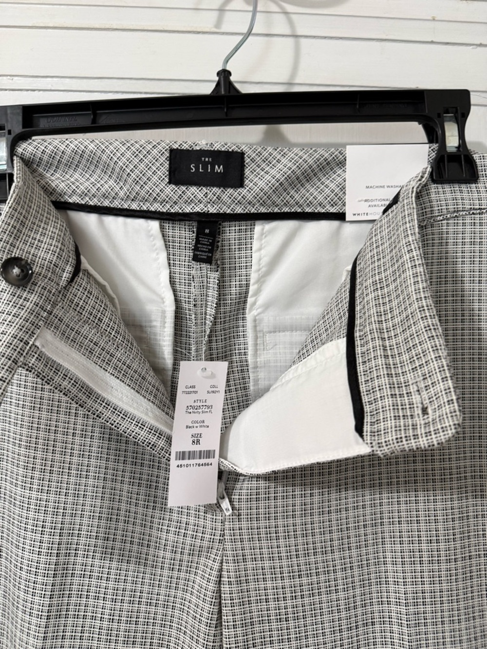 White House Black Market Slim Trousers in Black and White Grid